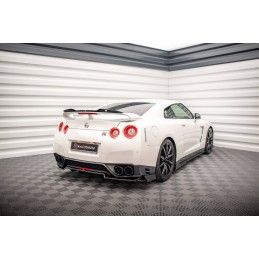 Maxton Central Arriere Splitter + Flaps Nissan GTR R35 Facelift Gloss Black, NI-GTR-4F2-RD1G+RD2G+RSF Tuning.fr