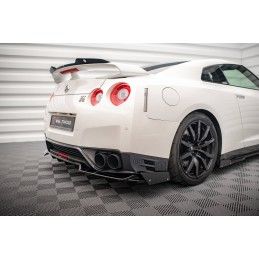 Maxton Central Arriere Splitter + Flaps Nissan GTR R35 Facelift Gloss Black, NI-GTR-4F2-RD1G+RD2G+RSF Tuning.fr