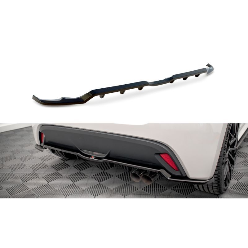 Maxton Central Arriere Splitter (avec une barre verticale) V.2 Toyota Yaris Mk4 Gloss Black, TO-YA-4-RD2G+RD3G Tuning.fr