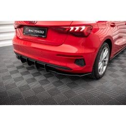 Maxton Street Pro Central Diffuseur Arriere Audi A3 Sportback 8Y Black-Red, AUA38YCNC-RS1B+BRBI Tuning.fr