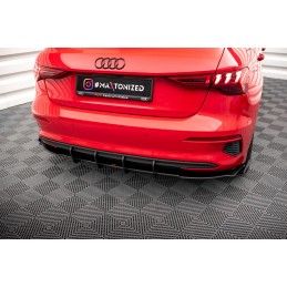 Maxton Street Pro Diffuseur Arrière Complet + Flaps Audi A3 Sportback 8Y Black + Gloss Flaps, AUA38YCNC-RS1B+RSF1G Tuning.fr