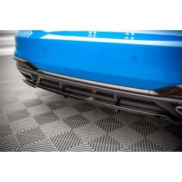 Maxton Central Arriere Splitter (avec une barre verticale) Audi A5 S-Line F5 Facelift Gloss Black, AU-A5-2F-SLINE-SB-RD1G+RD2G T