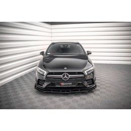 Maxton Street Pro Lame Du Pare-Chocs Avant + Flaps Mercedes A35 AMG / AMG-Line Aero Pack W177 Black-Red + Gloss Flaps, MEA17735C