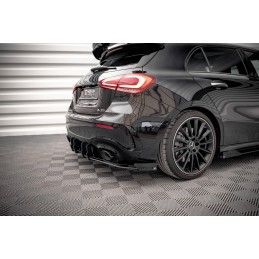 Maxton Street Pro Diffuseur Arrière Complet + Flaps Mercedes A35 AMG Hatchback Aero Pack W177 Black-Red + Gloss Flaps, MEA17735C