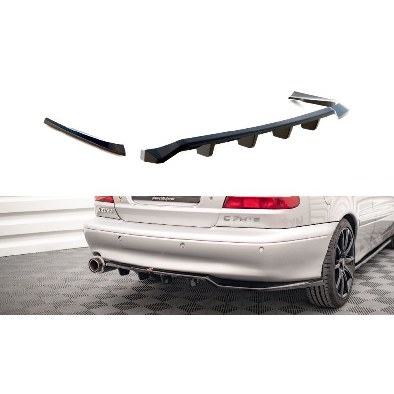 Maxton Central Arriere Splitter (avec une barre verticale) Volvo C70 Mk1 Gloss Black, VO-C70-1-RSD1G+RD1G Tuning.fr