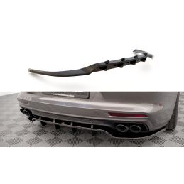 Maxton Central Arriere Splitter (avec une barre verticale) Porsche Panamera E-Hybrid 971 Gloss Black, PO-PA-971-H-RD1G+RD2G Tuni