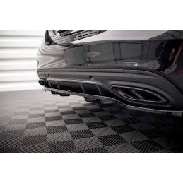 Maxton Central Arriere Splitter (avec une barre verticale) Mercedes-Benz C AMG-Line W205 Facelift Gloss Black, ME-C-205F-AMGLINE