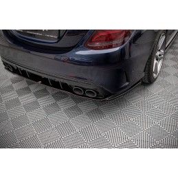 Maxton Central Arriere Splitter (avec une barre verticale) Mercedes-AMG C 43 Sedan W205 Facelift Gloss Black, ME-C-205-AMG-RD1G+