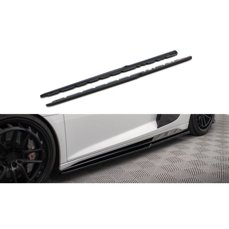 Maxton Rajouts Des Bas De Caisse V.2 Audi R8 Mk2 Facelift Gloss Black, AU-R8-2F-SD3G Tuning.fr