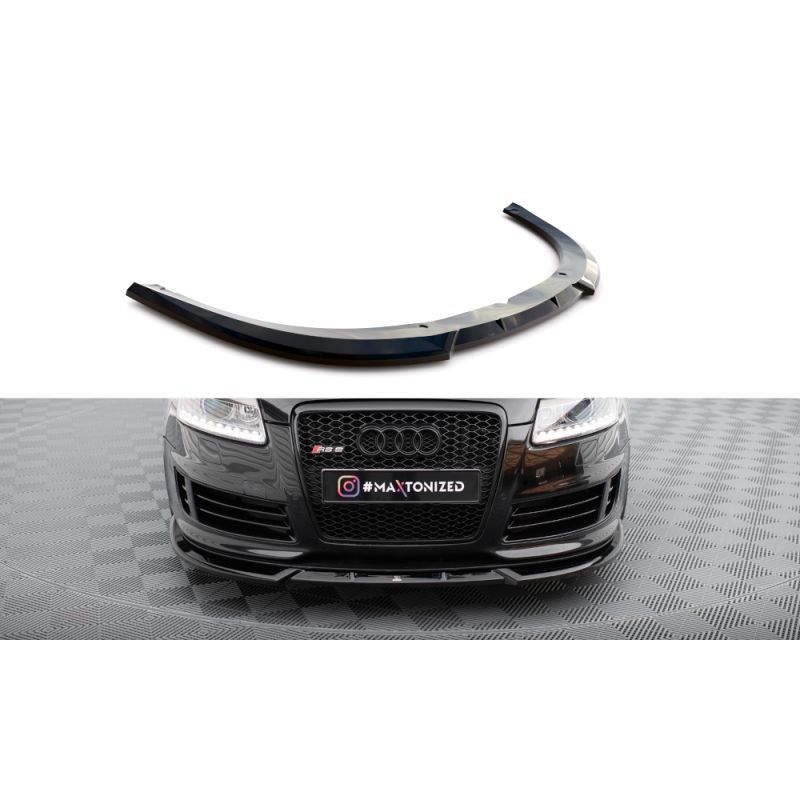 Maxton Lame Du Pare-Chocs Avant V.2 Audi RS6 Avant C6 Gloss Black, AU-RS6-C6-FD2G Tuning.fr