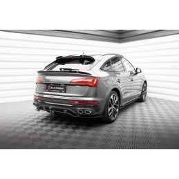 Maxton Central Arriere Splitter (avec une barre verticale) Audi SQ5 Sportback Mk2 Facelift Gloss Black, AU-SQ5-2F-SB-RD1G+RD2G T