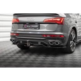 Maxton Central Arriere Splitter (avec une barre verticale) Audi SQ5 Sportback Mk2 Facelift Gloss Black, AU-SQ5-2F-SB-RD1G+RD2G T