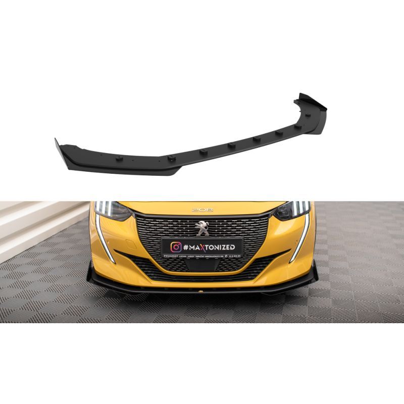 Maxton Street Pro Lame Du Pare-Chocs Avant + Flaps Peugeot 208 GT Mk2 Black + Gloss Flaps, PE2082GTCNC-FD1B+FSF1G Tuning.fr