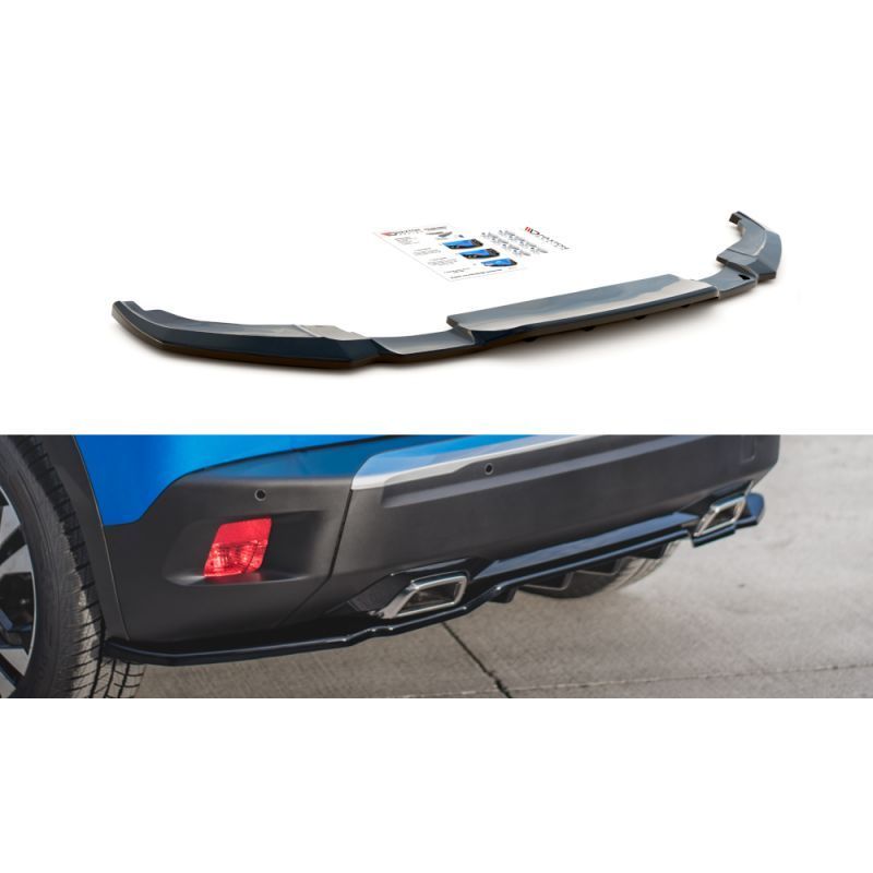 Maxton Central Rear Splitter (with vertical bars) Peugeot 2008 Mk2 Gloss Black, MAXTON DESIGN Maxton Central Rear Splitter (with vertical bars) Peugeot 2008 Mk2 Gloss Black, MAXTON DESIGN