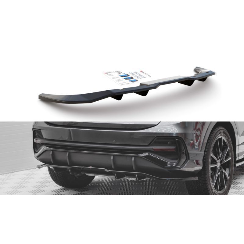 Maxton Central Rear Splitter (with vertical bars) Audi Q3 Sportback S-Line Gloss Black, MAXTON DESIGN Maxton Central Rear Splitter (with vertical bars) Audi Q3 Sportback S-Line Gloss Black, MAXTON DESIGN