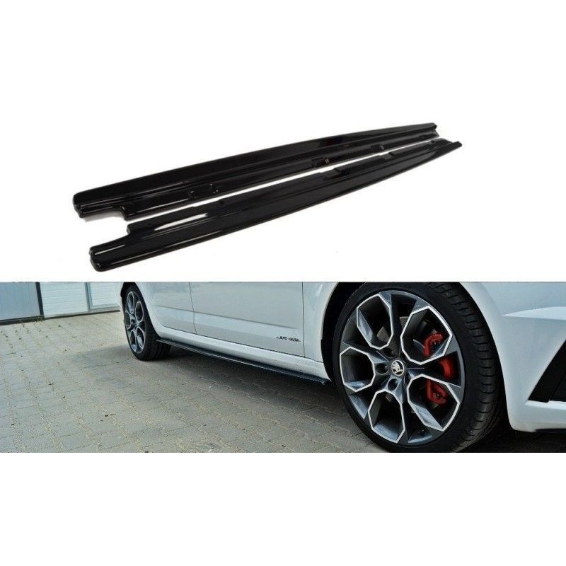 Maxton Side Skirts Diffusers Skoda Octavia RS Mk3 / Mk3 FL Hatchback / Kombi Gloss Black, Octavia III Maxton Side Skirts Diffusers Skoda Octavia RS Mk3 / Mk3 FL Hatchback / Kombi Gloss Black, Octavia III